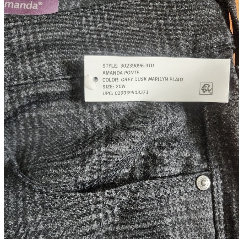 Gloria Vanderbilt Amanda Ponte Pants Gray Black Plaid Stretch Work Office 20W - Picture 6 of 10